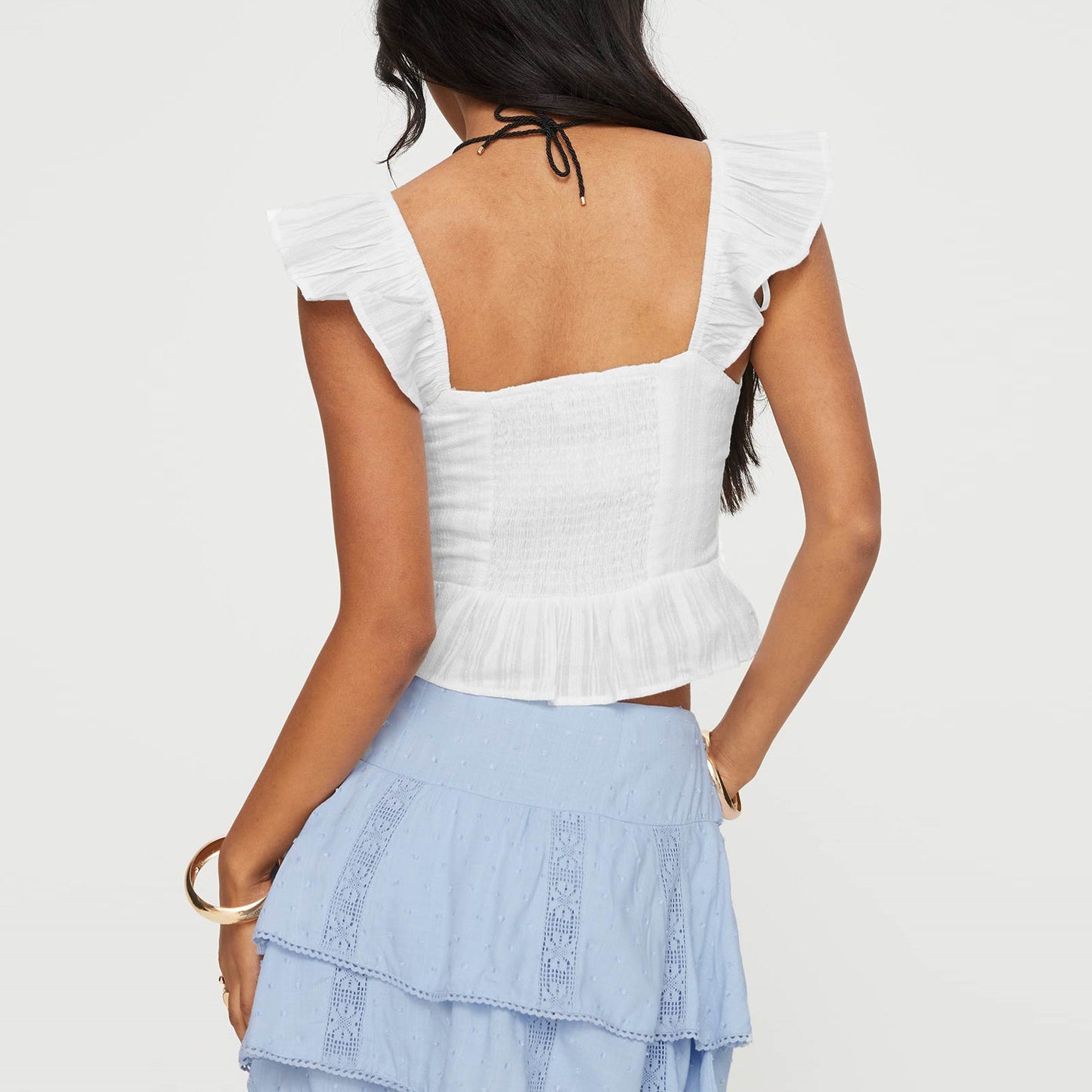 Women Sling Short Top Butterfly Rope Low Waist Sexy Sexy Lace Shirt