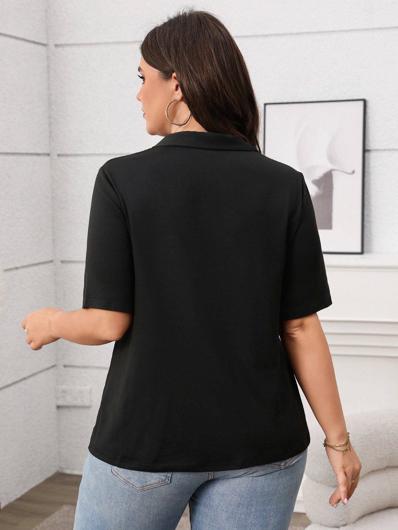 Women Clothes Top Polo Shirt Short Sleeve Summer Casual Polo Collar Printed T shirt