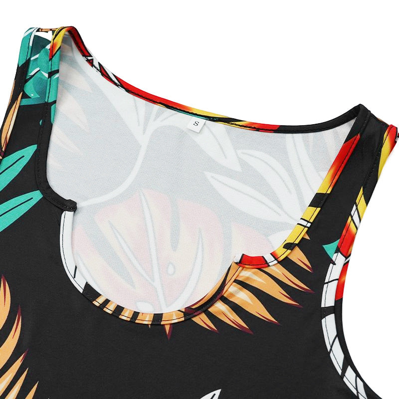 Women Clothing Summer Slip Dress Casual Two Piece Suit Sexy Print