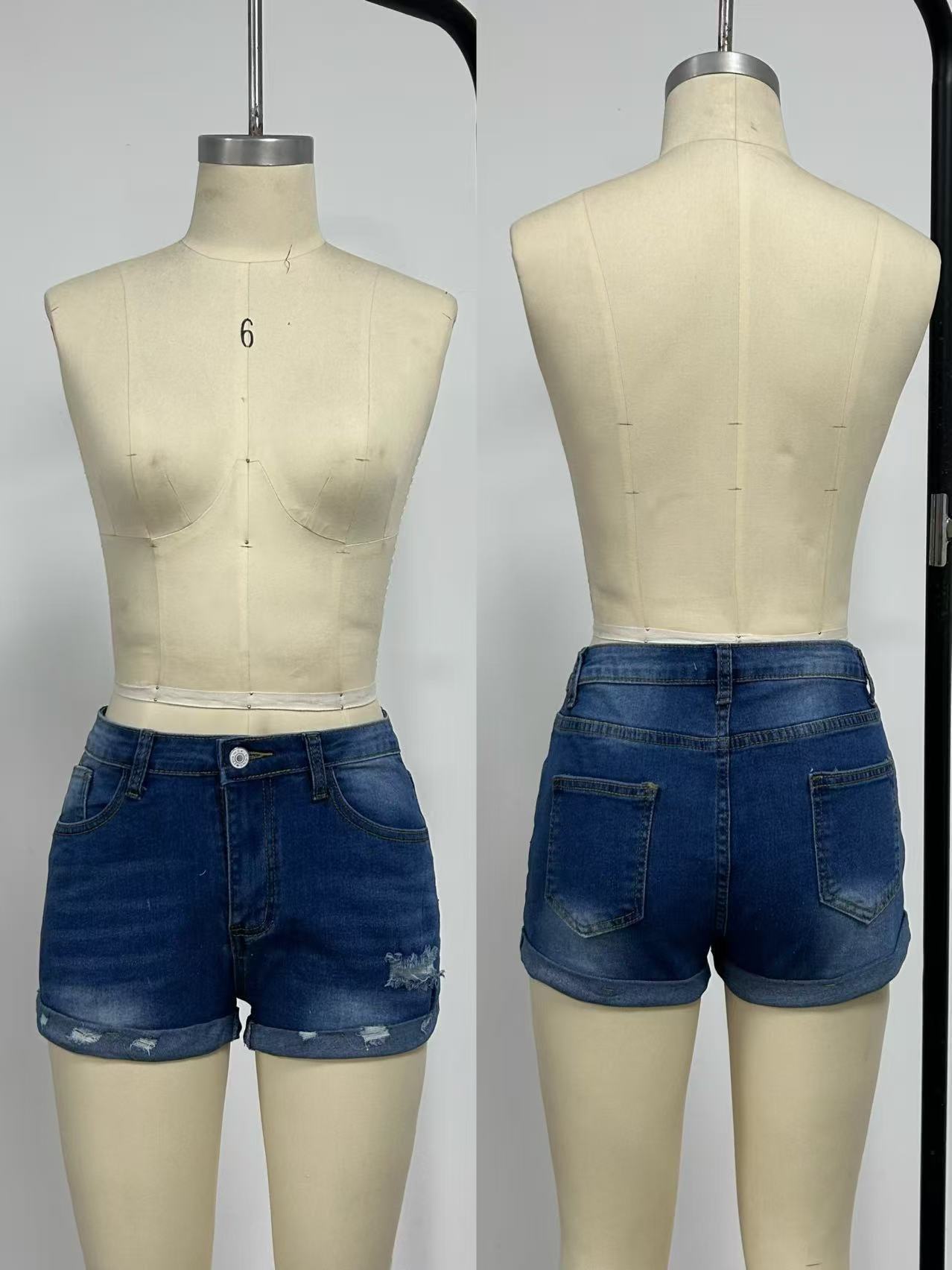 Slim Sexy Slim Fit Ripped Tassel Women Denim Shorts