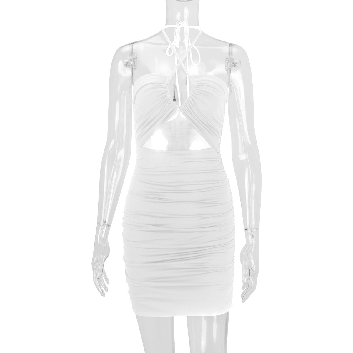 Women Clothing Dress Cross Lace up Cutout Sheath Slim Fit Sexy Dress