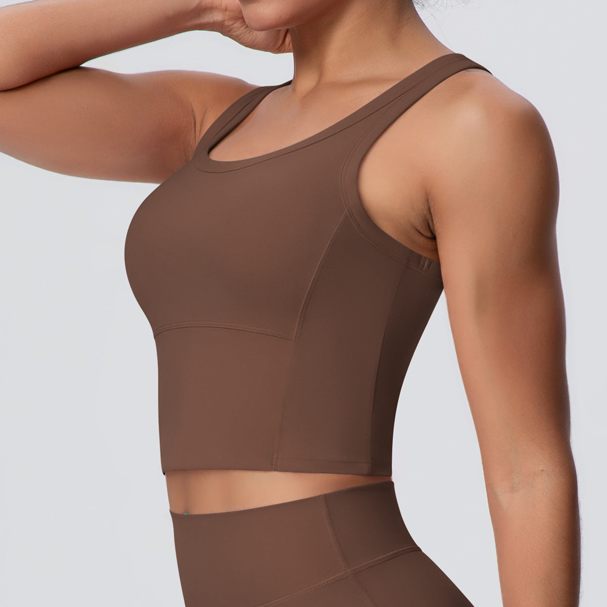 Solid Color Nude Feel Skin Friendly Yoga Jacket with Chest Pad Workout Bra Beauty Back Fitness Vest Sports Underwear for Women