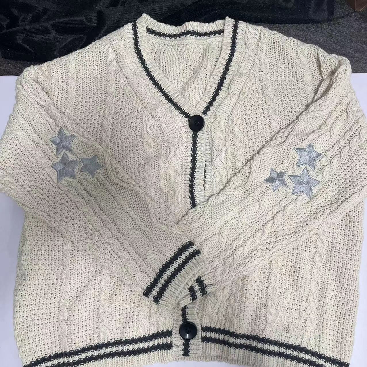 Autumn Winter Solid Color Women Long Sleeved Cardigan Office Batwing Knitted Creamy white Single Breasted Sweater Coat