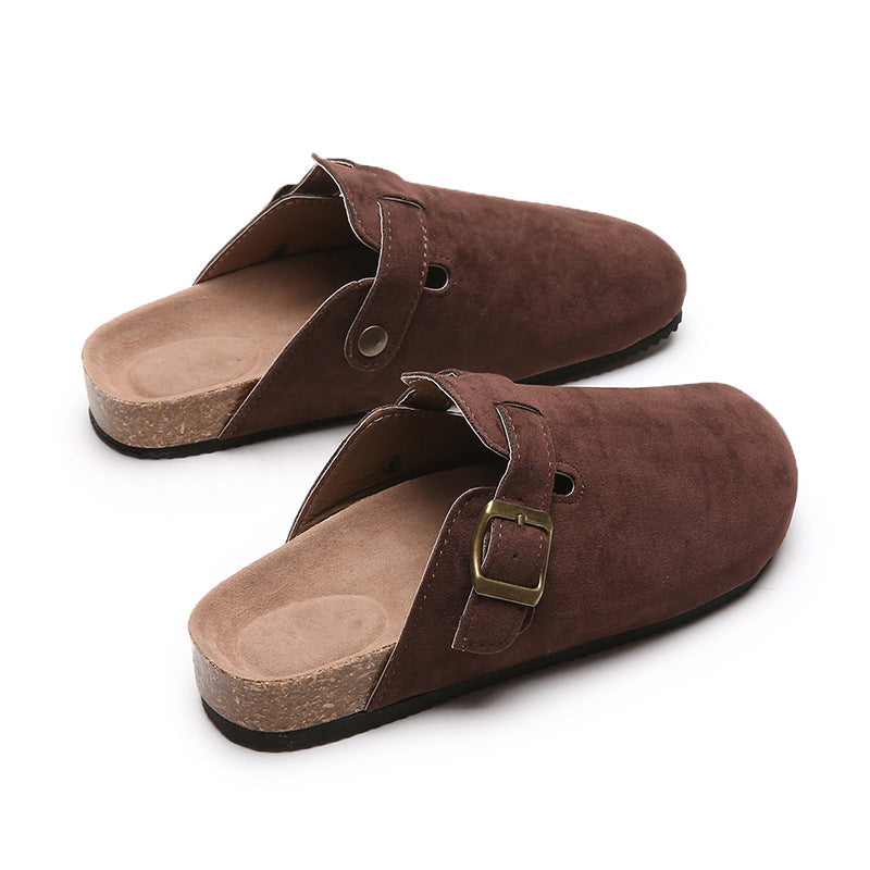 Closed Toe Slippers Women Couple Flip Flops Roman Shoes Casual Semi Slippers Lazy Shoes Tide