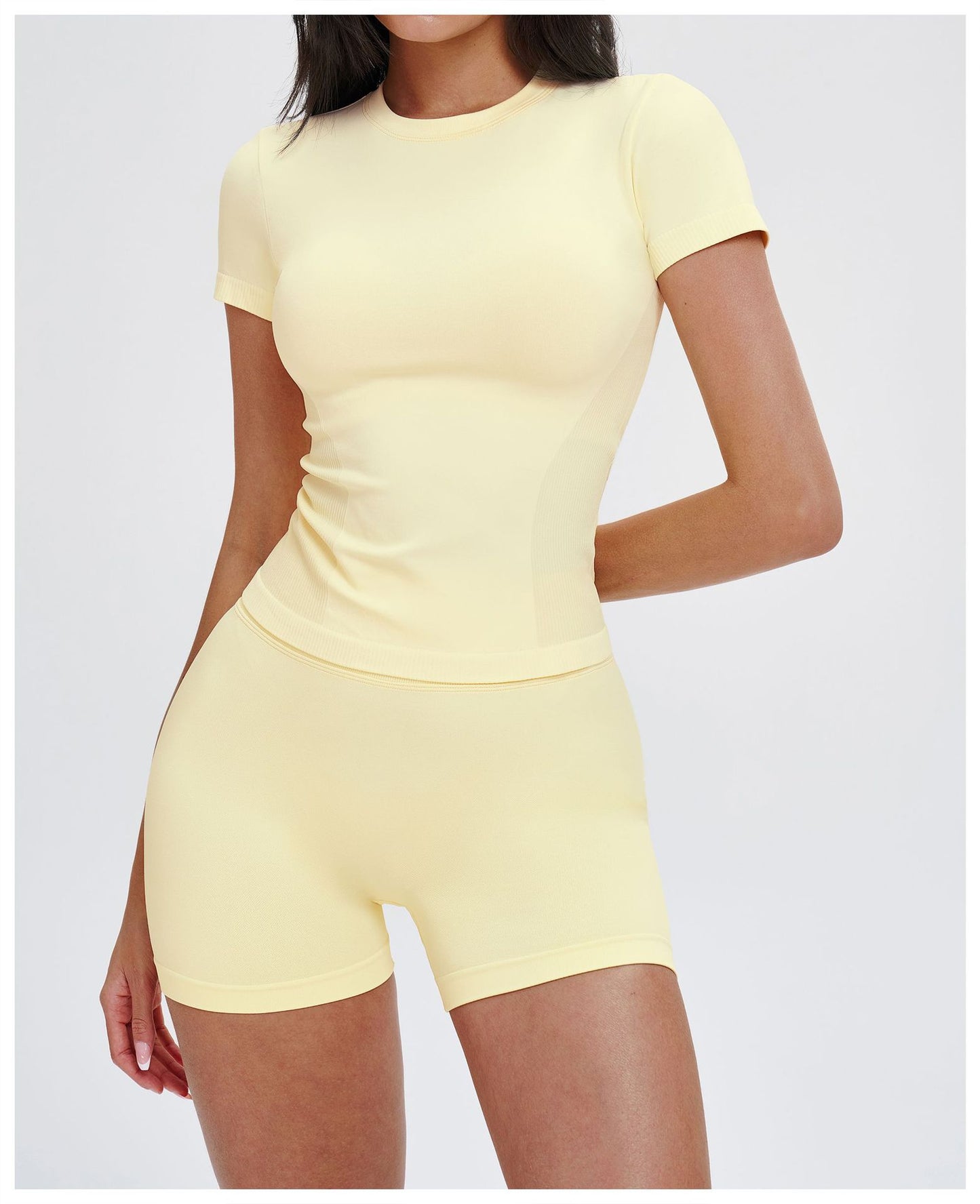 Seamless Yoga Short Sleeve round Neck Comfortable Sports Tight Yoga T shirt Outdoor Running Top