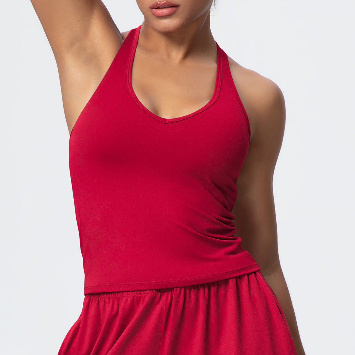 Brushed Solid Color Yoga Vest V Shaped Tight Back Spaghetti Strap Sports Underwear Running Workout Fitness Clothes