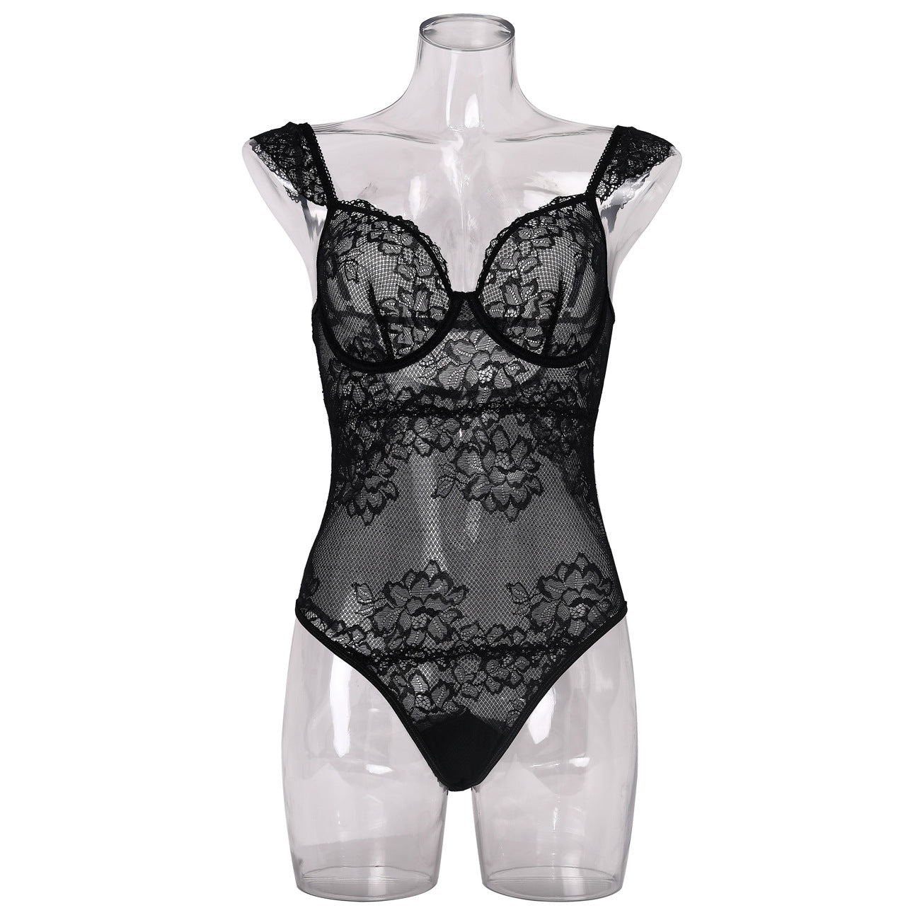 Sexy Lace Steel Ring See through Push up Solid Color Slimming Thin Comfortable Jumpsuit Sexy Lingerie