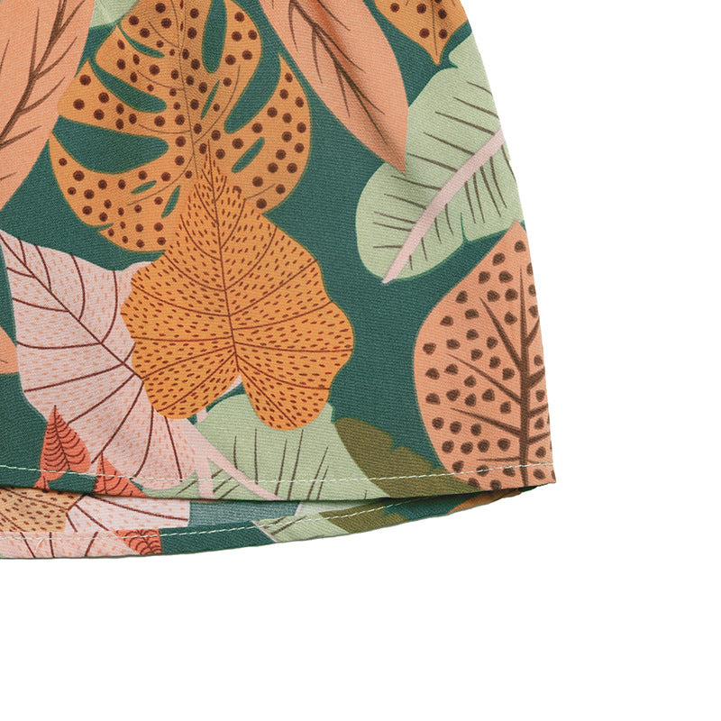 Tropical Plant Holiday Floral Print Pants Summer Elastic Shorts Wide Leg Pants Women