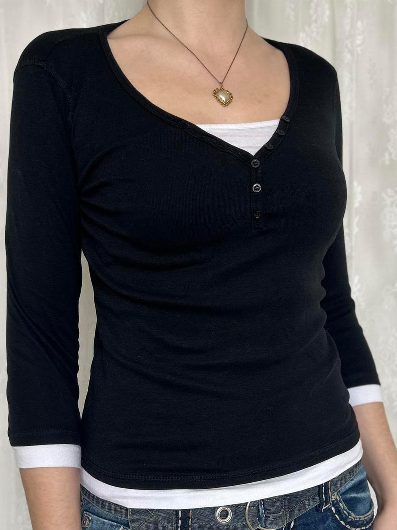 Casual Minimalist Long Sleeve Bottoming Vest T shirt Women Clothing Autumn Winter
