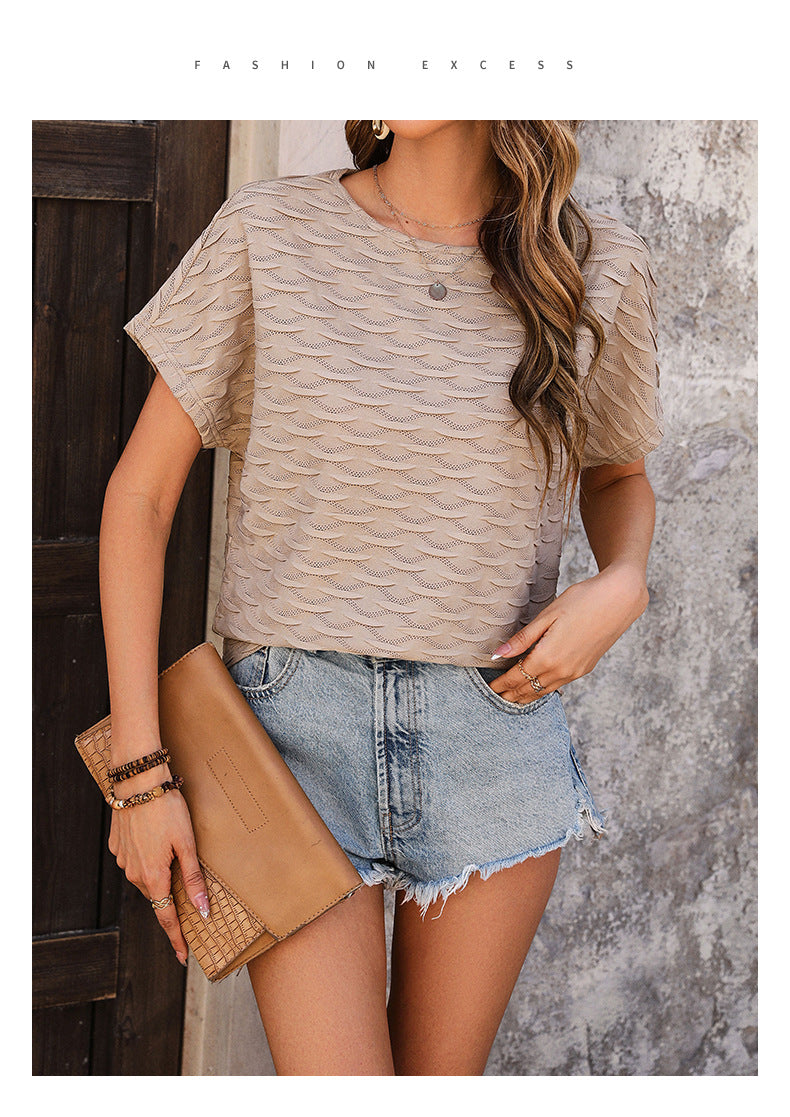 Women Solid Color Batwing Sleeve Summer Top for Women