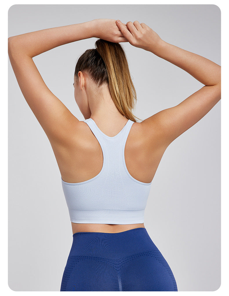 Spring Summer Beauty Back Exercise Underwear Fixed Cup Breathable Hole Workout Bra Nude Feel Skin Friendly Yoga Bra Wear Free Bra