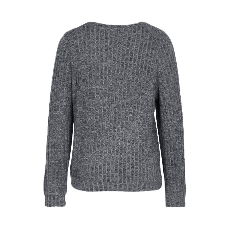 Fall Women Clothing Long Sleeve Solid Color Knitted Top