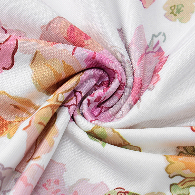 Women Clothing Summer Printing Slim Fit Backless Sling Dress