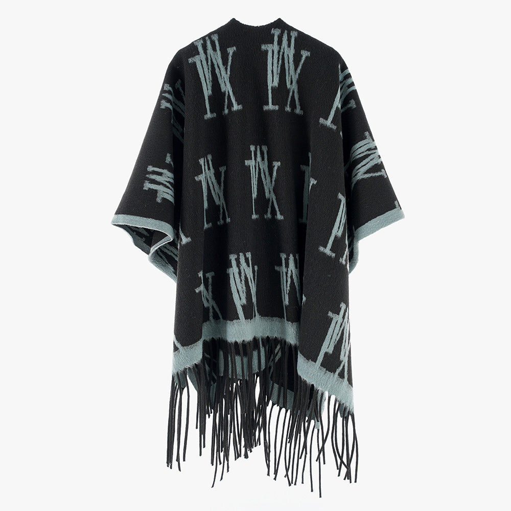 Women Shawl Autumn Winter Extra Large Thickened Cape Coat Shawl Travel Split Cape Shawl