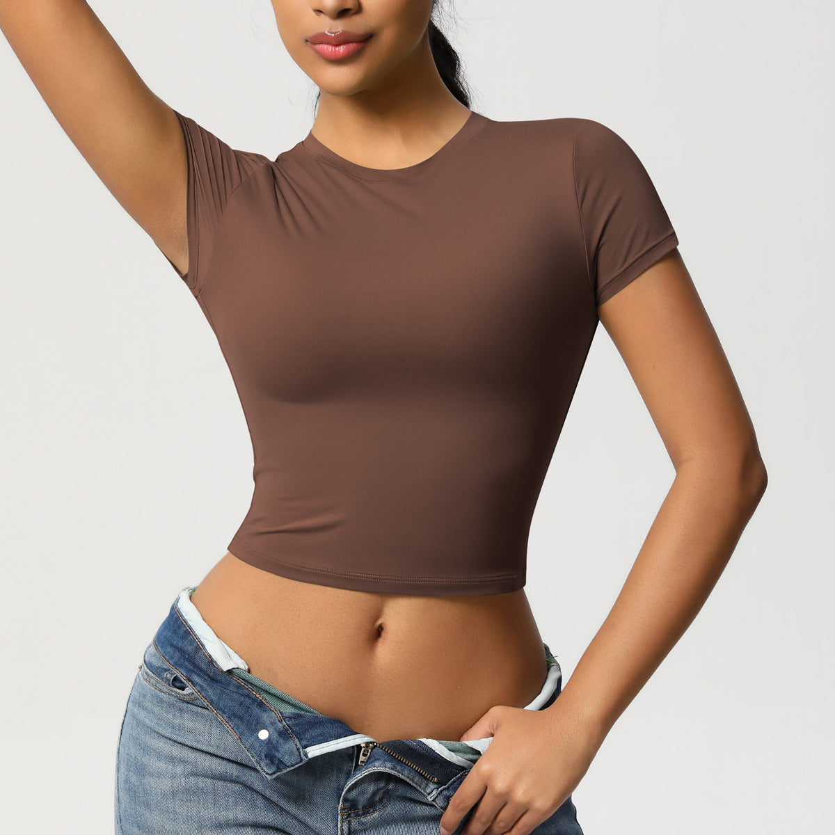 Casual Tight Quick Drying Workout Top Yoga Clothes Running Pilates Sports T shirt Short Sleeve