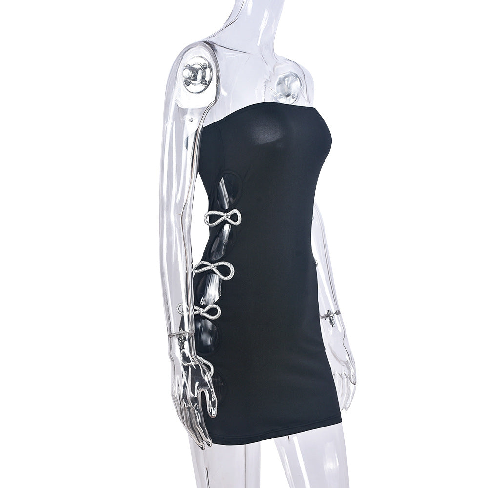 Women Clothing Corset Hollow Out Cutout Sexy Rope Sheath Sexy Dress