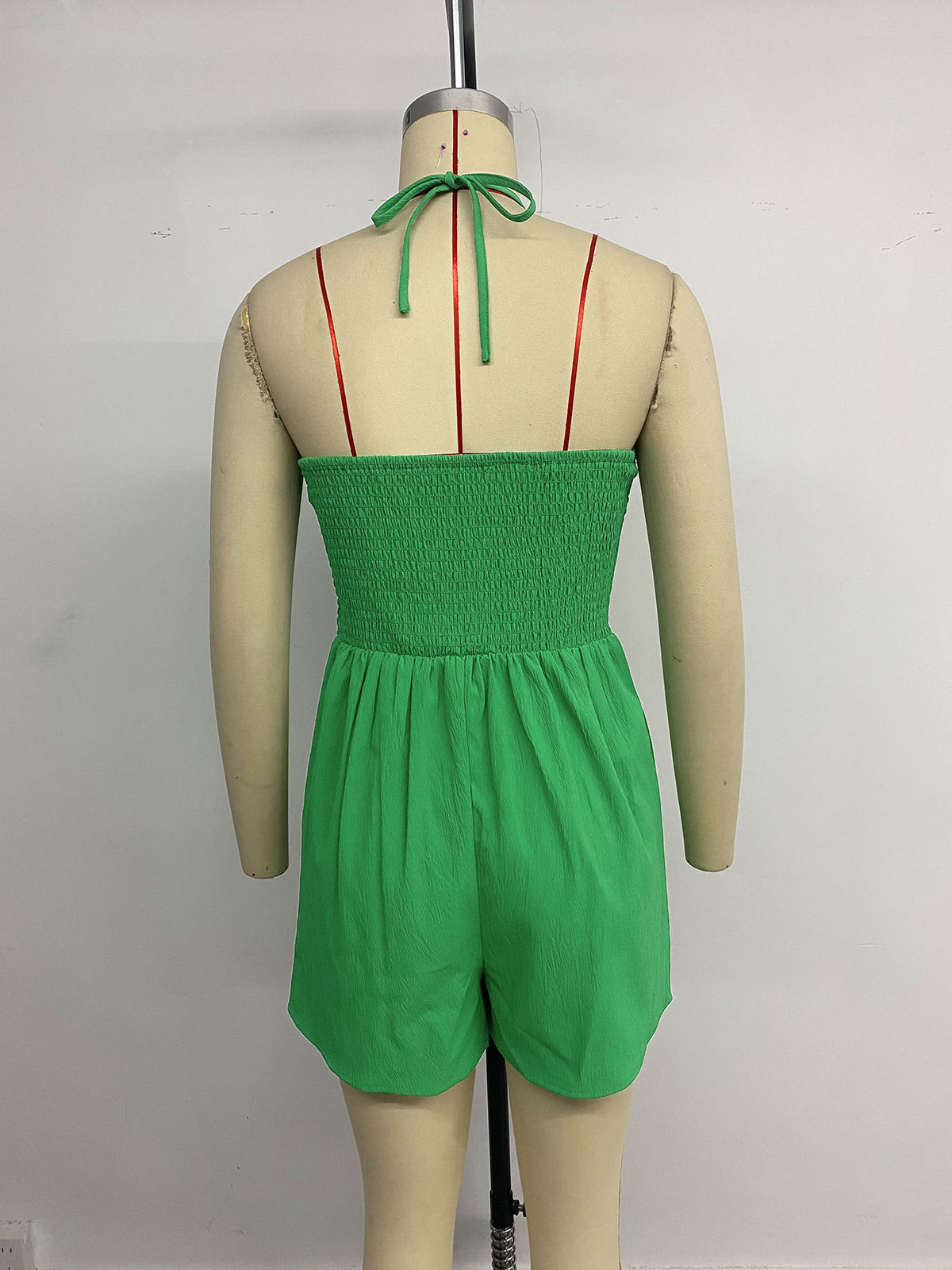 Holiday Party Fresh Sweet Sleeveless Halter Solid Color Women Summer Jumpsuit