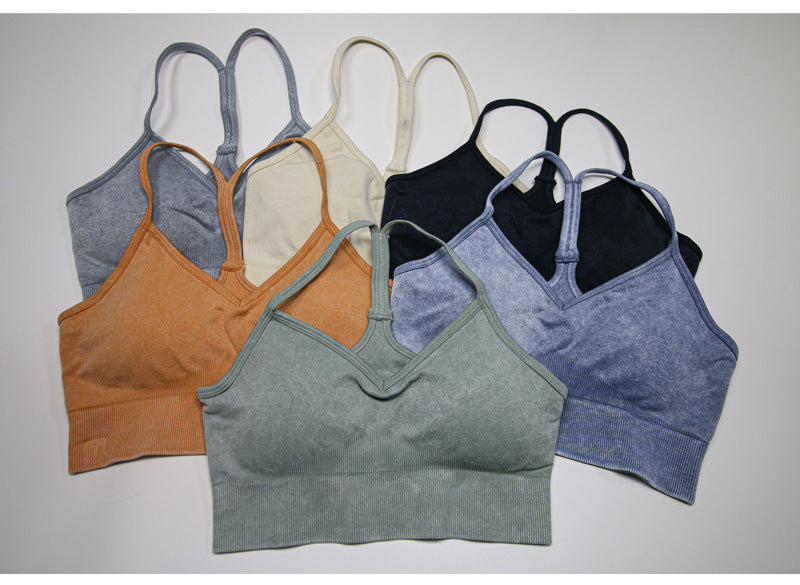 Fitness Clothes Women Autumn Winter Seamless Stone Washed Yoga Clothes Sports Bra Running Trousers Five Pieces Yoga Suit