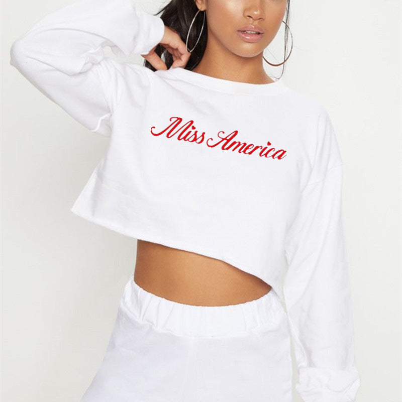 Street Hipster Sexy Women Top Short Long Sleeve Sweatshirt Autumn