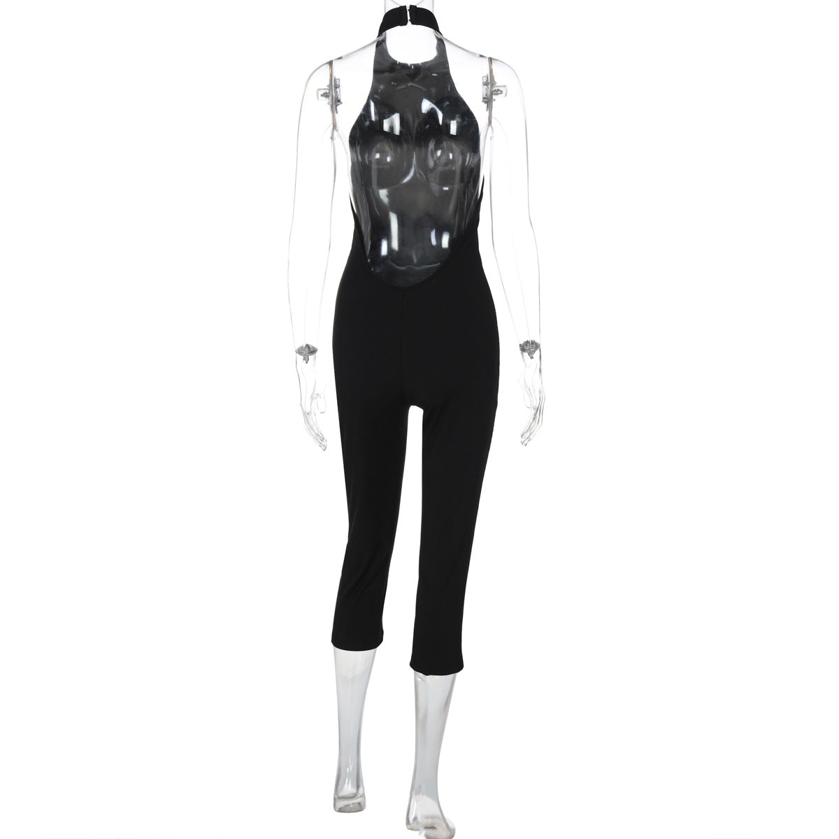 Women Clothing Summer Solid Color Sleeveless Halter Backless Sexy Slim Fit Bodysuit