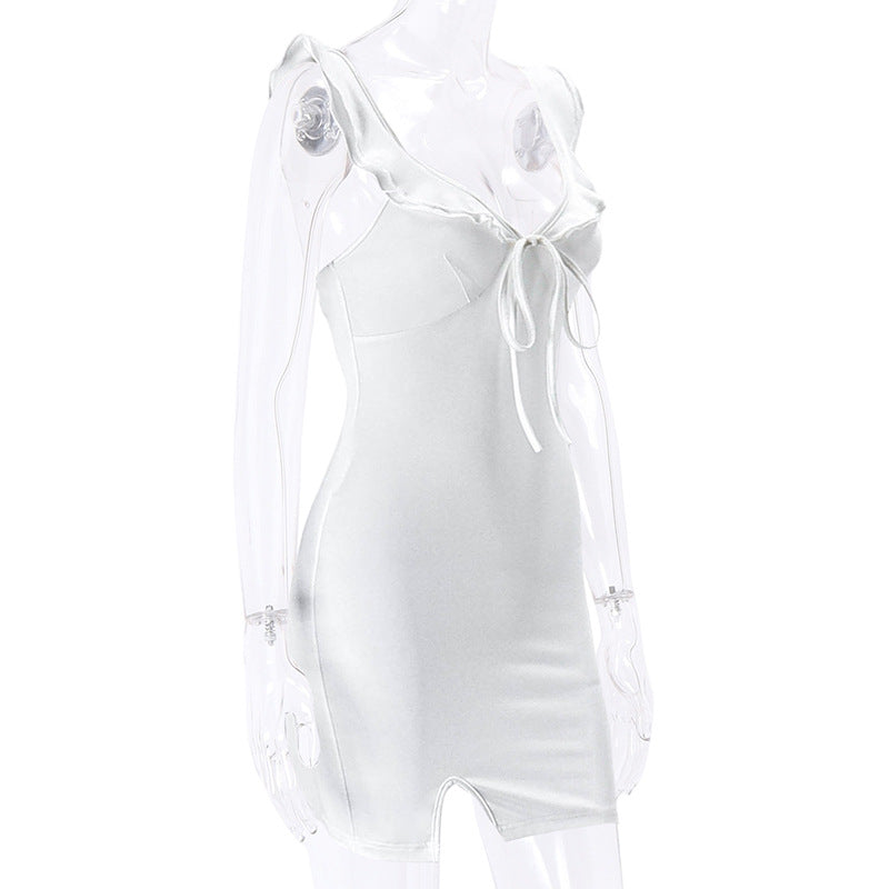Summer Sexy French V neck Summer Vacation Sheath Dress