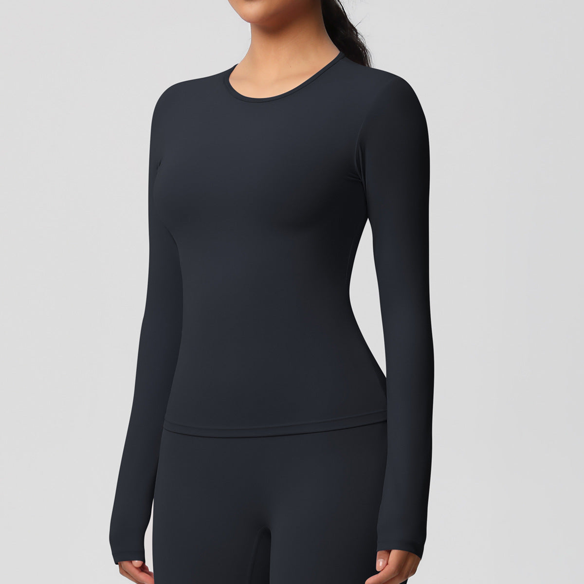 Nude Feel Brushed Slimming Tight High-Strength Running Pilates Daily Workout Clothes Yoga Long Sleeve Women