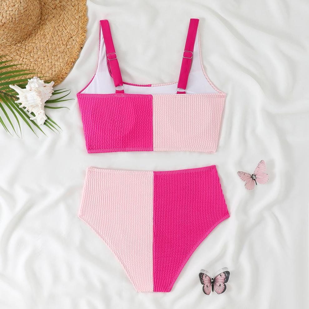 Swimwear Women Split Solid Color Sexy High Waist Bikini Swimsuit