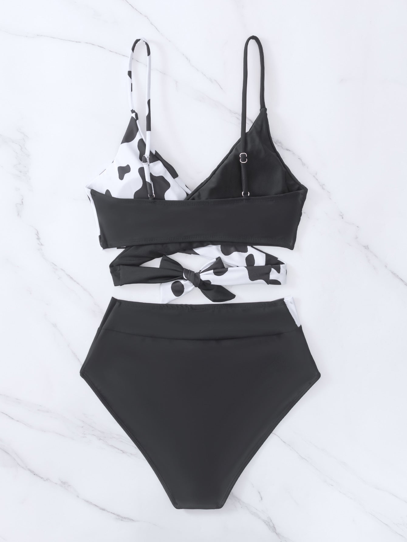 Bikini Printing Tied High Waist Sexy Bikini Split Swimsuit Swimwear