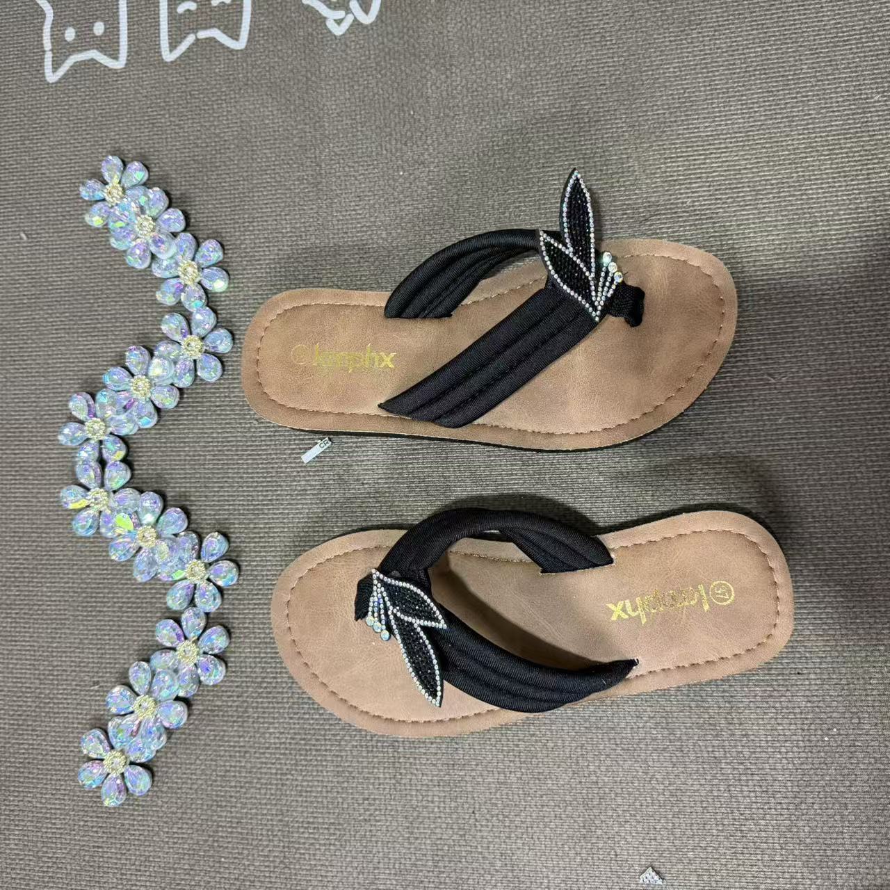 Women Shoes Bow Platform Flip Flops Women Outerwear Lightweight Rhinestone Beach Flip Flops