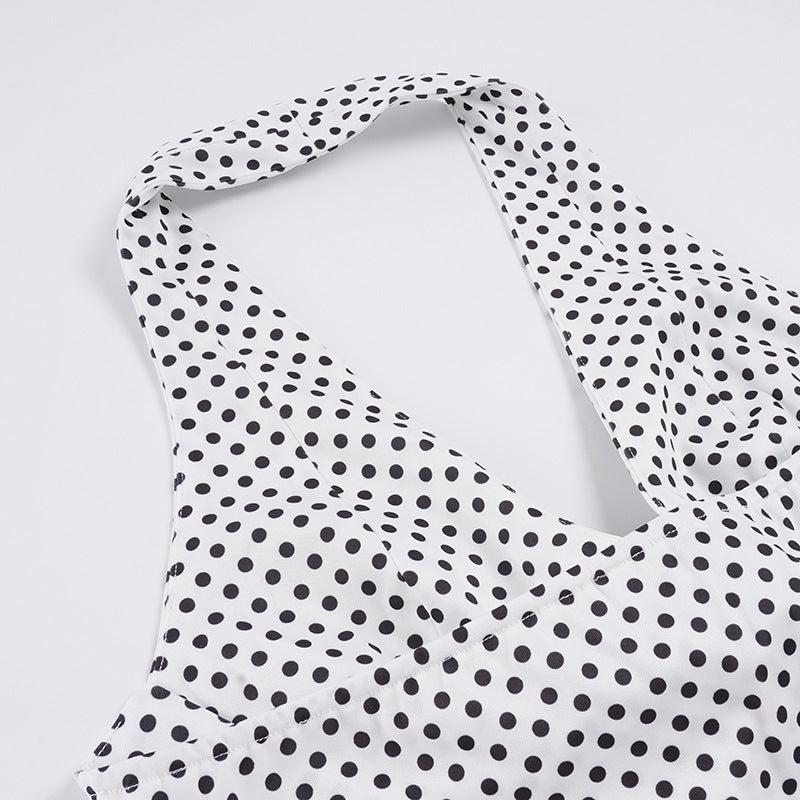 Printed Polka Dot Three Dimensional Floral Two Piece Sets Sexy Sexy Halter Vest Waist Shorts