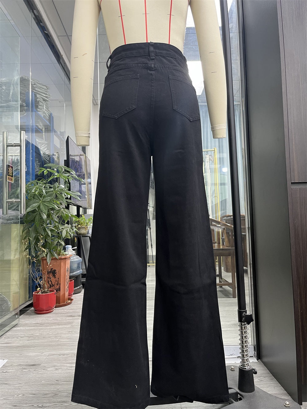 Black High Waist Straight All Matching Loose Denim Trousers Women Jeans