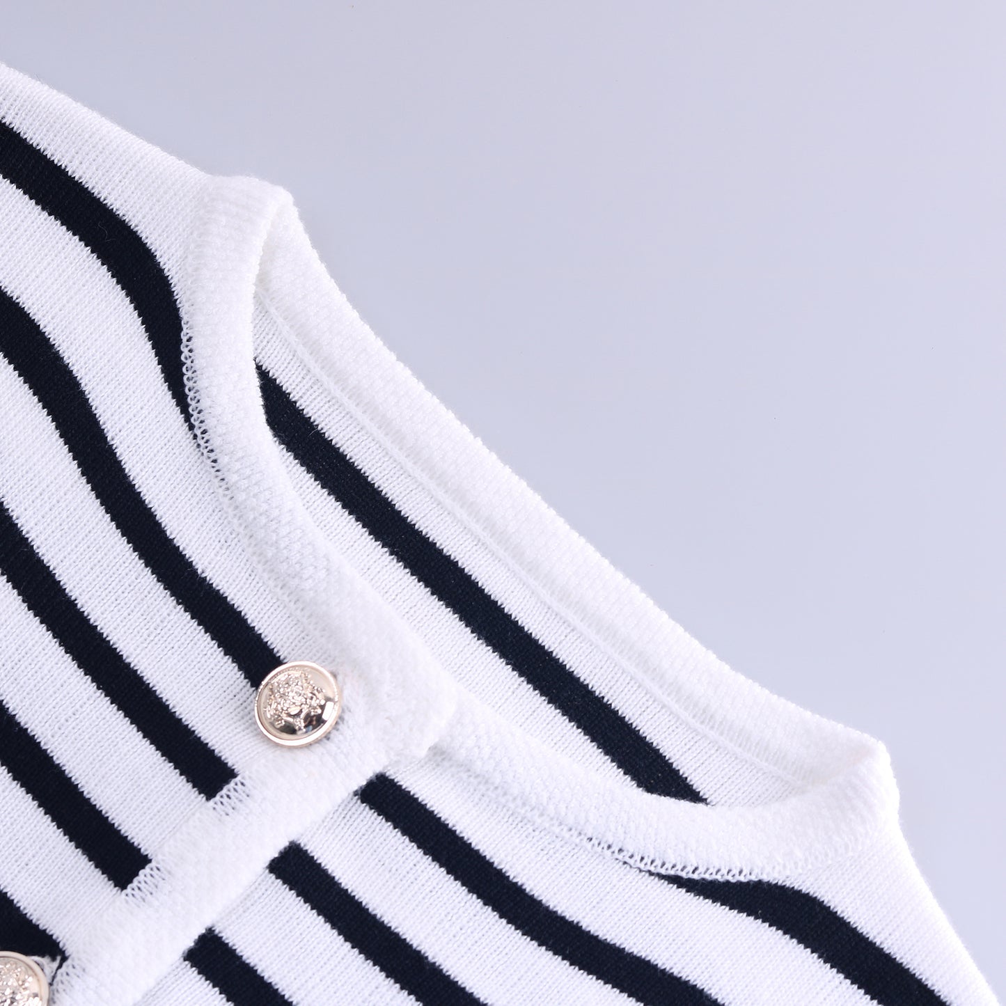 Women Clothing Striped Round Neck Knitted Cardigan Casual Sweater
