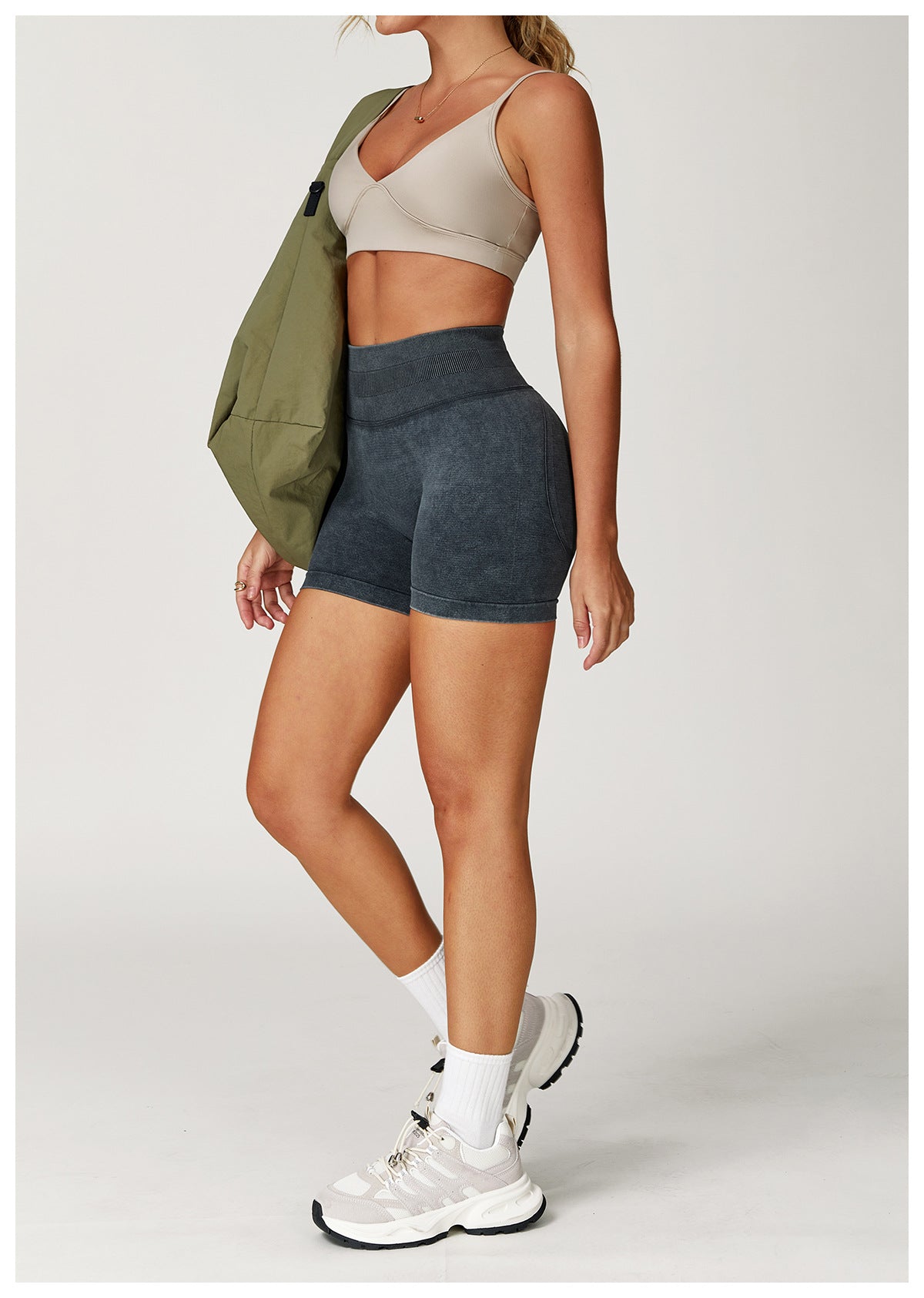 Seamless Stone Washed Yoga Shorts High Waist Hip Lift Shorts Skinny Running Sports Fitness Yoga Pants Women