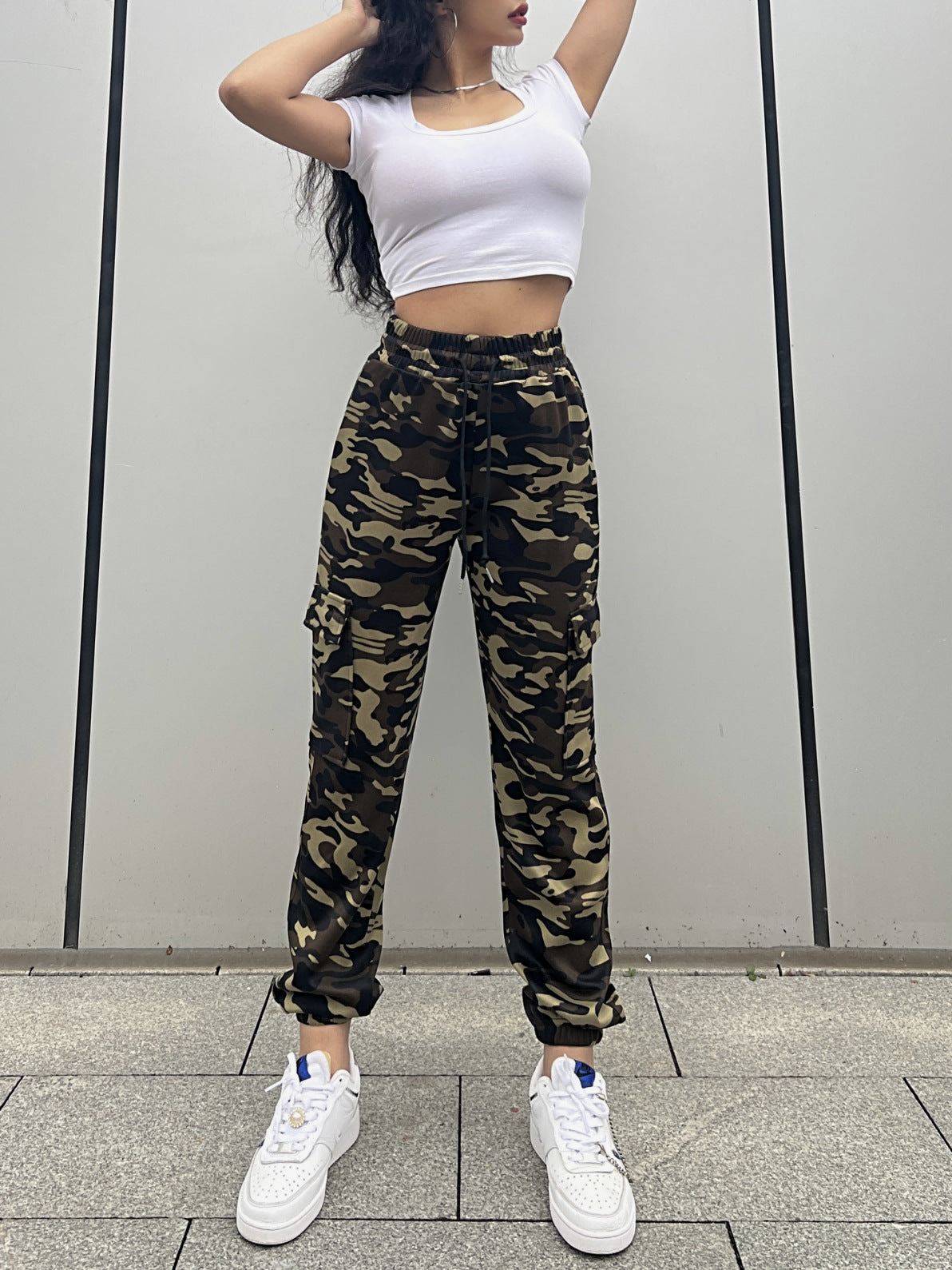 Sports Pants Camouflage Random Printing Ankle Banded Pants Casual Trousers Street Trend Women Sweatpants