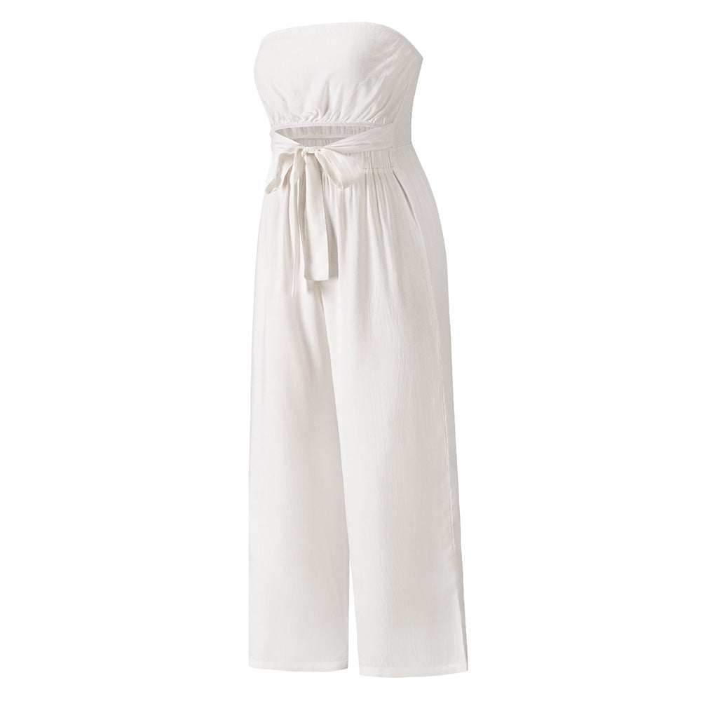 Casual Fashion Set Sexy Backless Slim Fit Jumpsuit Straight Leg Trousers Set Spring Summer New