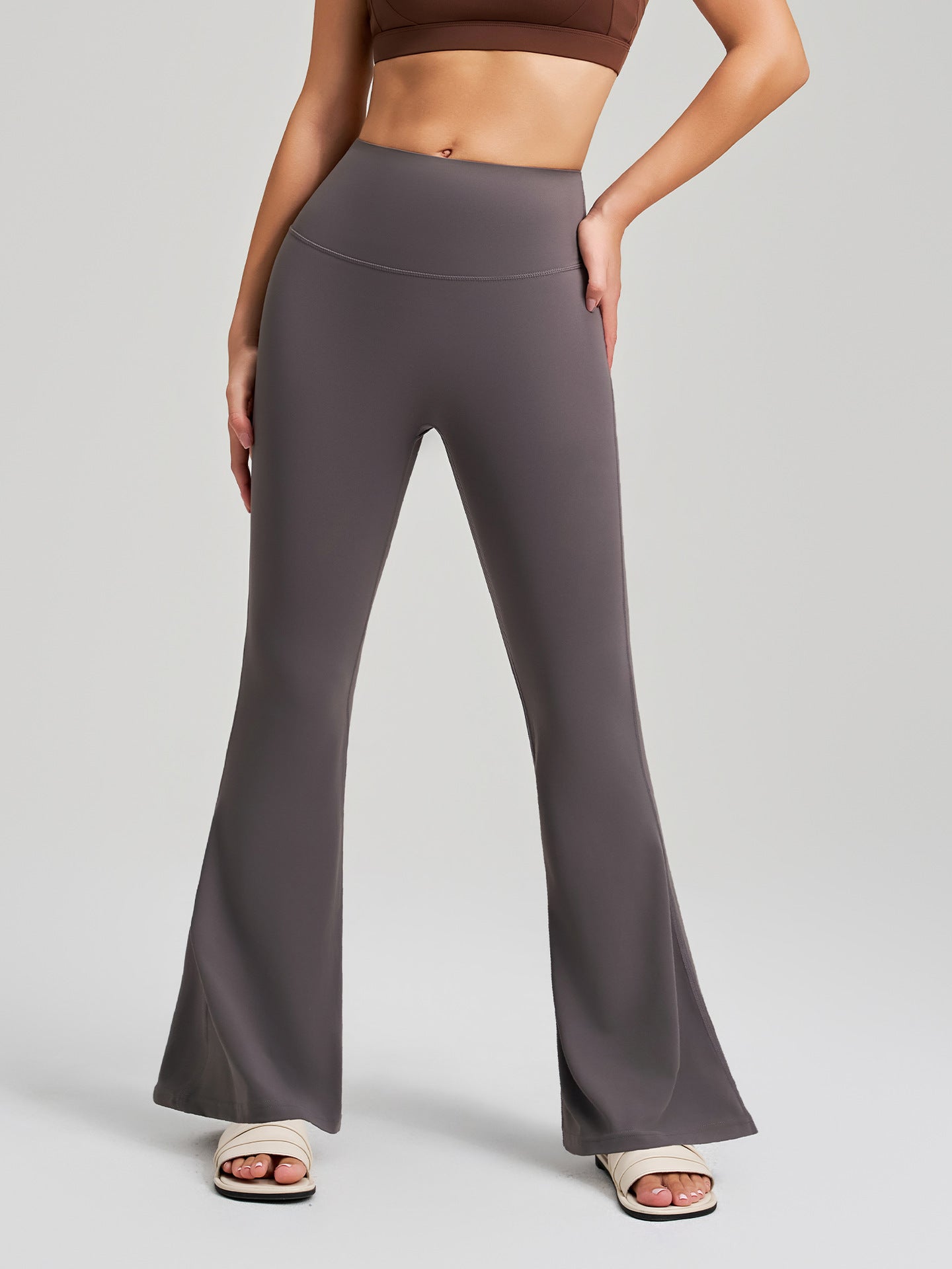 Nude Feel High Waist Wide Leg Yoga Pants Micro Pull Hip Lifting Fitness Leggings Quick Drying Antibacterial Tight Trousers