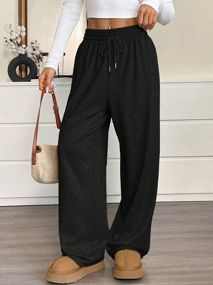 Autumn Winter Solid Color Women Clothes Casual Pants Loose Slimming Wide Leg Pants Office Trousers