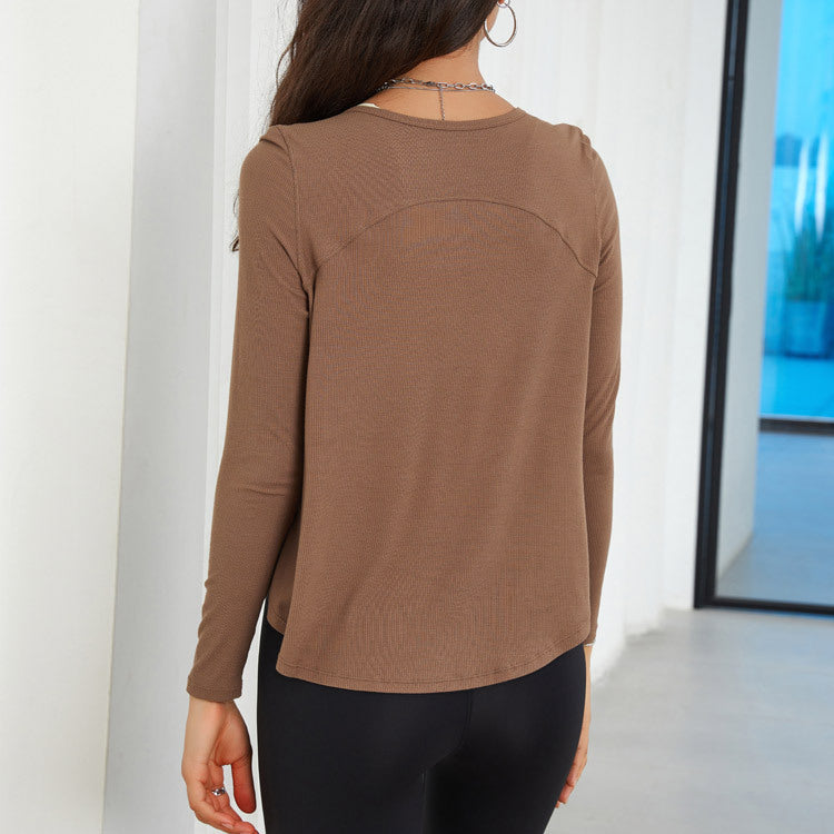 Loose Fitness Yoga Long Sleeve T shirt Quick Drying Blouse Autumn Thread Sports Workout Clothes Top Women
