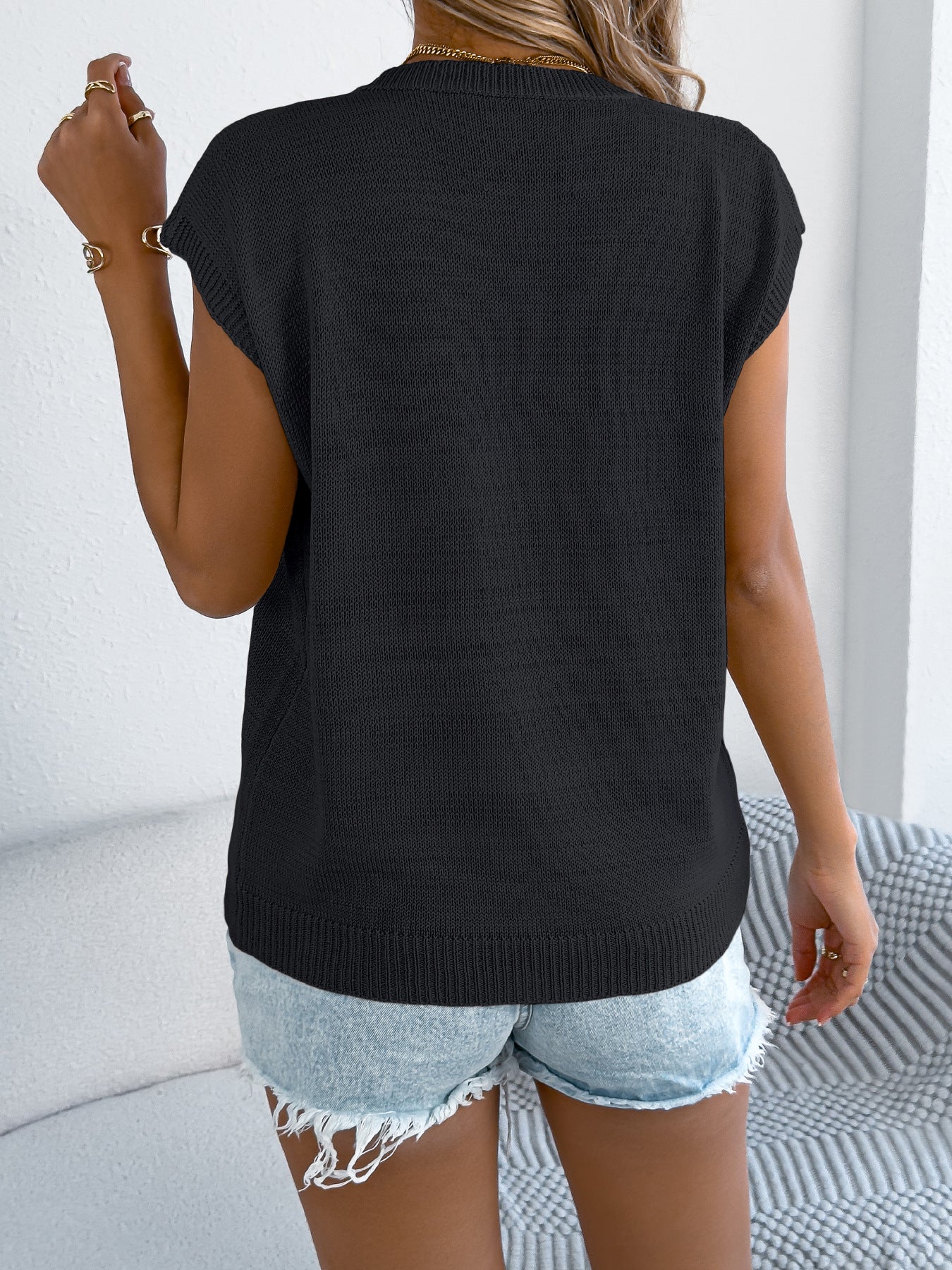 Spring Summer Contrast Color Love Casual Loose Knitwear Valentine Day Top Women Clothing