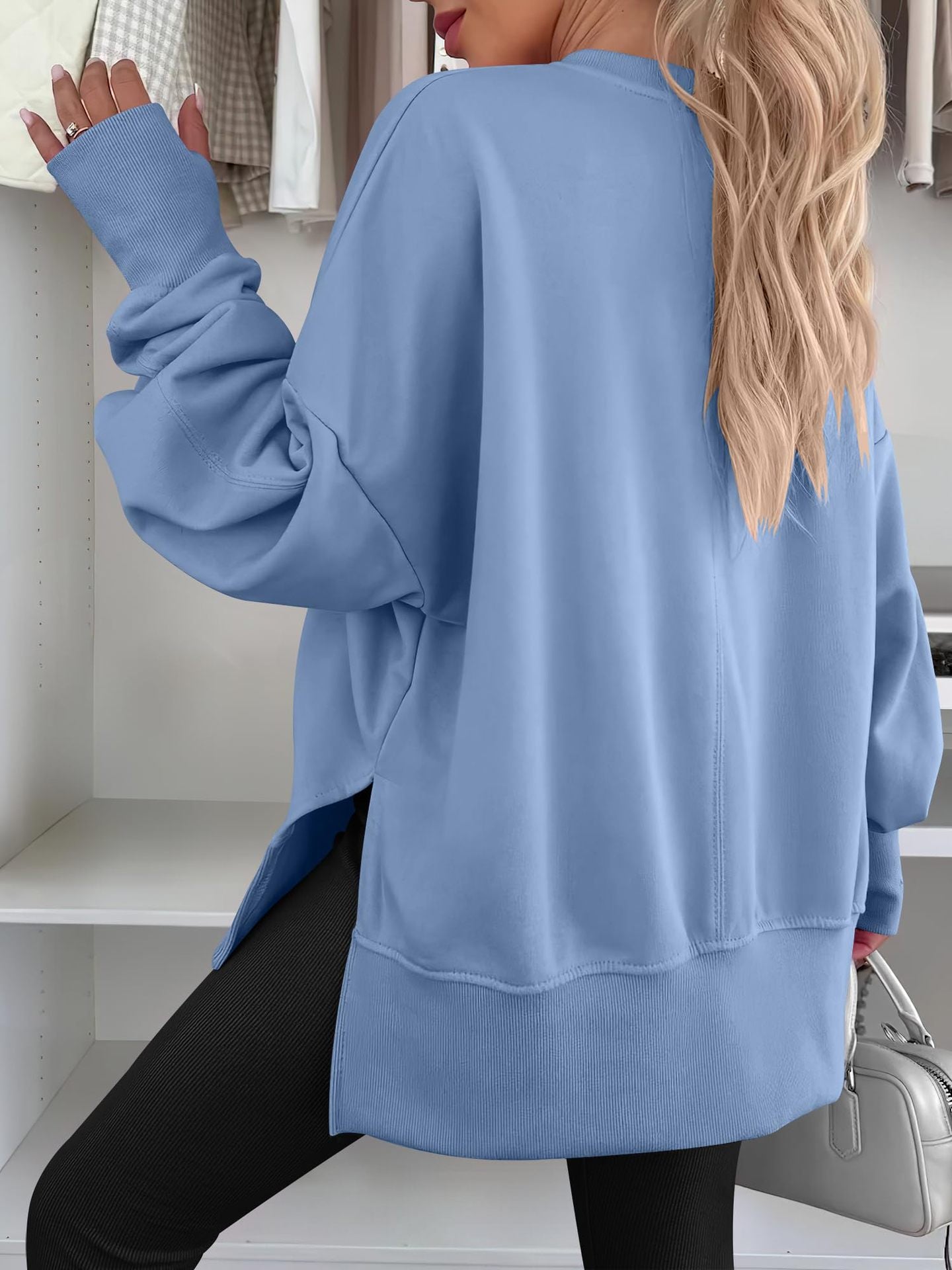 Code Casual round Neck Pullover Solid Color Loose Sports Long Sleeve Sweatshirt Tops