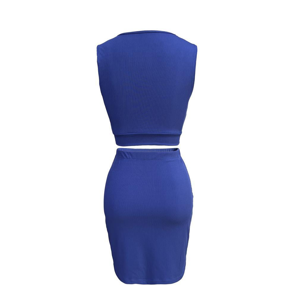 Cropped Small Sunken Stripe Vest Slim Fit Super Short Hip Skirt Office Two Piece Set