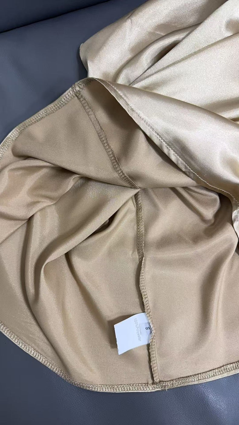 Summer Women Solid Color Casual Top Batwing Sleeve Satin round Neck Artificial Silk Women