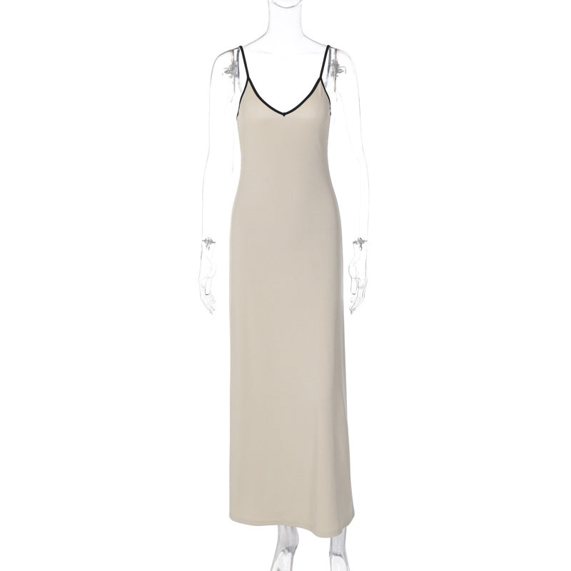 Women Clothing Summer Fashionable Elegant Sexy V neck Midi Strap Dress