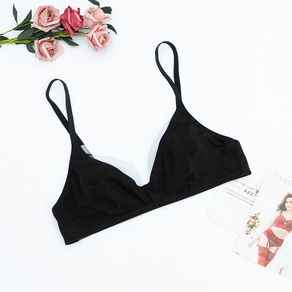 Simple Underwear Women Soft Breathable Underwired Not Empty Cup High Elastic Sports Vest Type Bra Set
