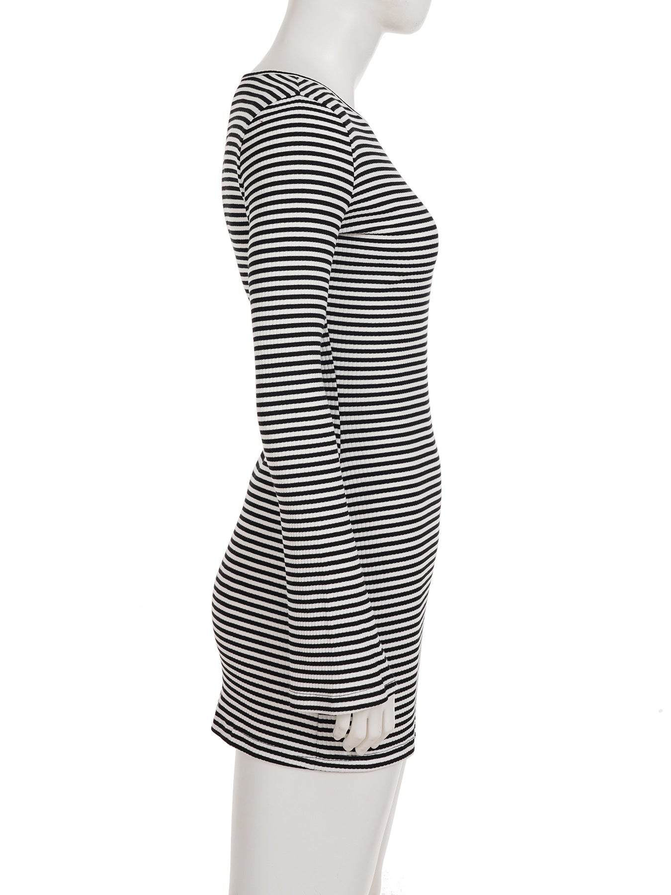 Striped Long Sleeve Slim Dress Women Sexy Flare Sleeve Casual Knitted Sheath Dress