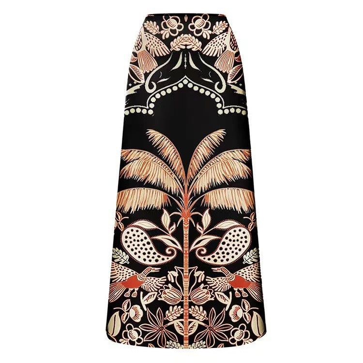 Lonkey Swimwear Retro Printed Mesh Trousers Conservative Swimwear Bikini