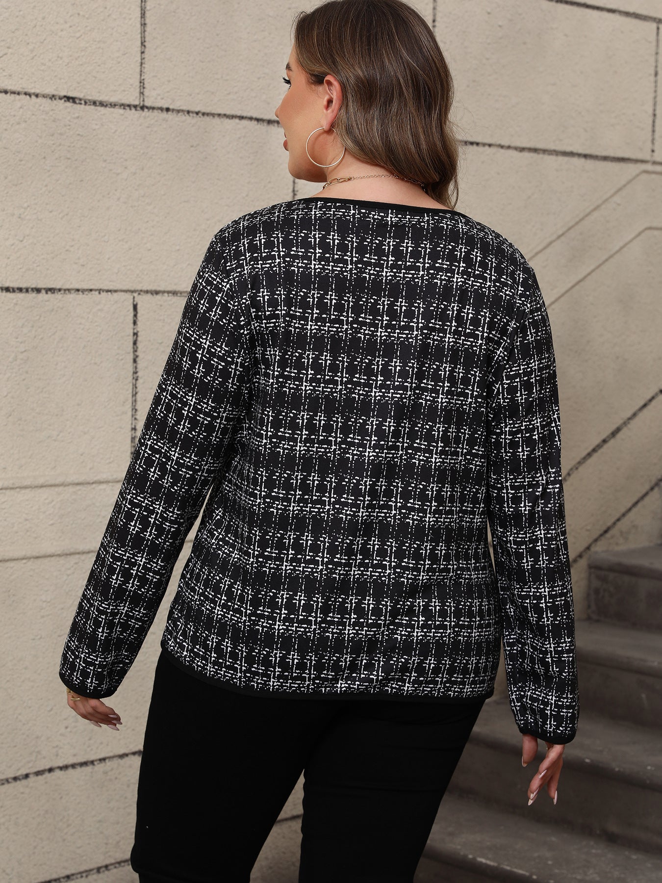 Plus Size Loose Casual Plaid Classic Cardigan