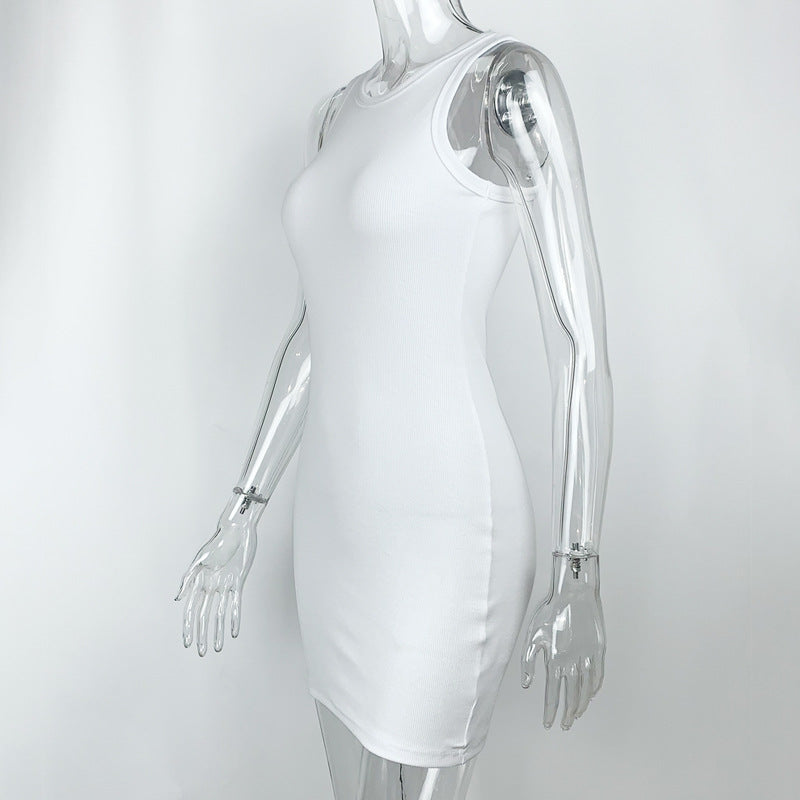 Summer Women Thread Sleeveless Sexy Hip Simple Slim Vest Dress