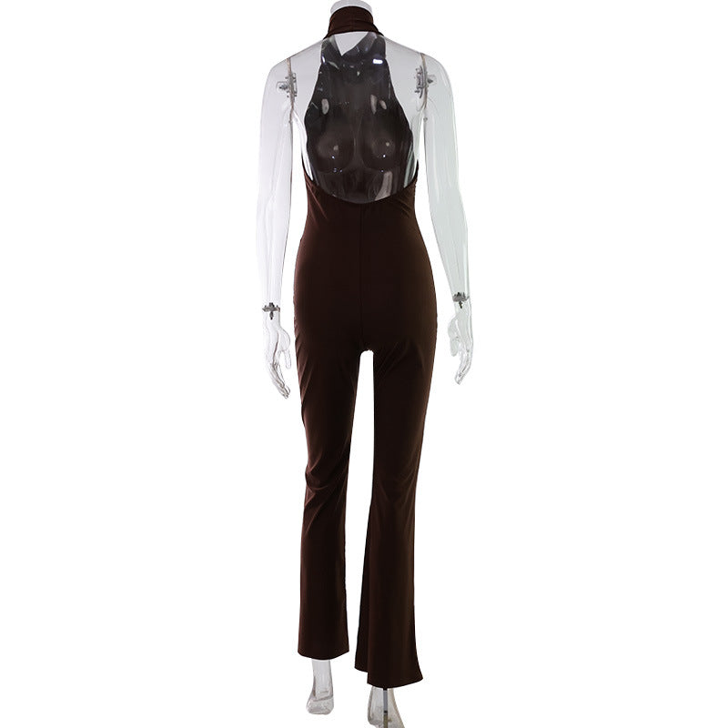 Sexy Millennium Sweet Cool Sleeveless Halter Backless Slim Fit Jumpsuit