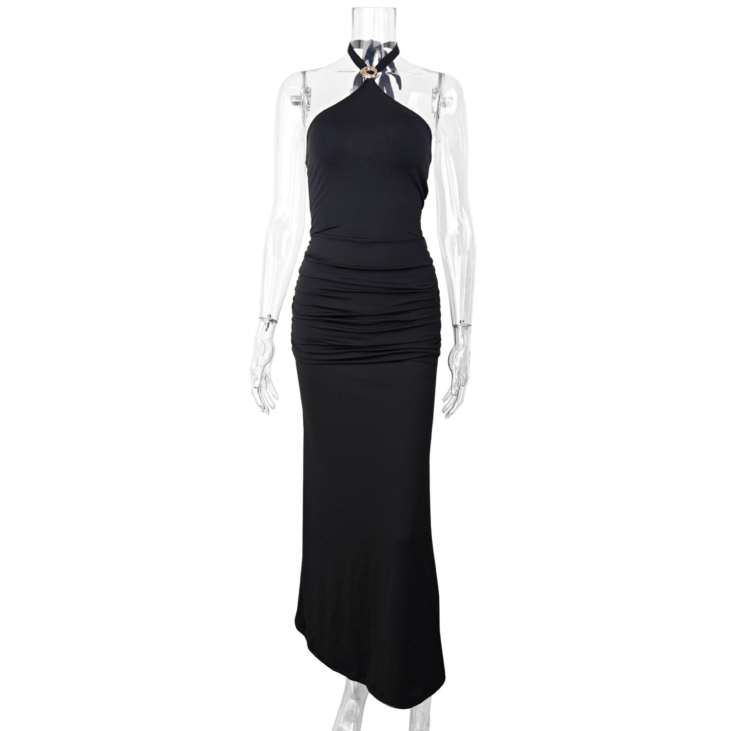 Sexy Backless Lace up Dress Sleeveless Adult Lady like Woman Sheath Dress